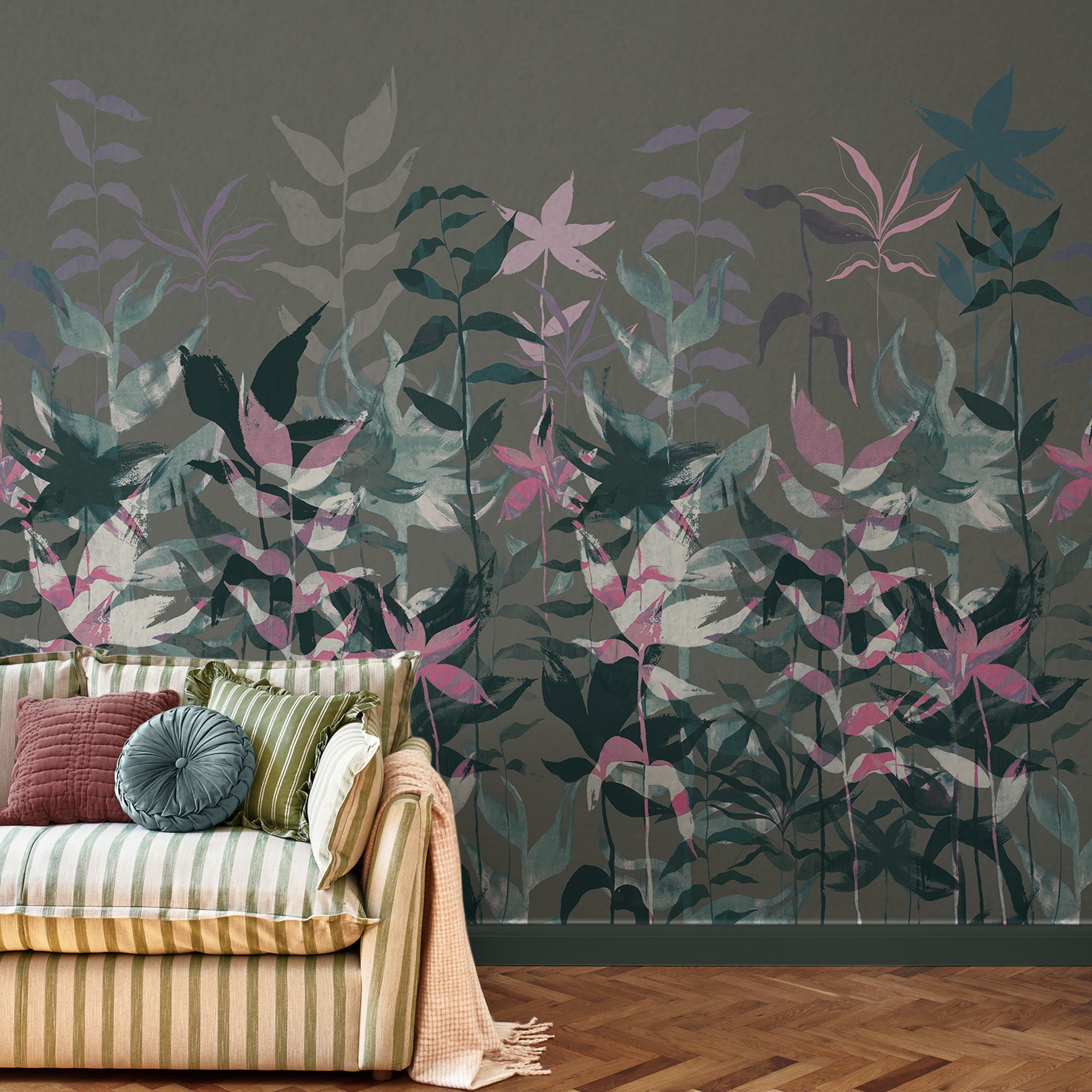 149082FXST Alderwick Vintage Teal Laura Ashley AW26 Mural by Laura Ashley