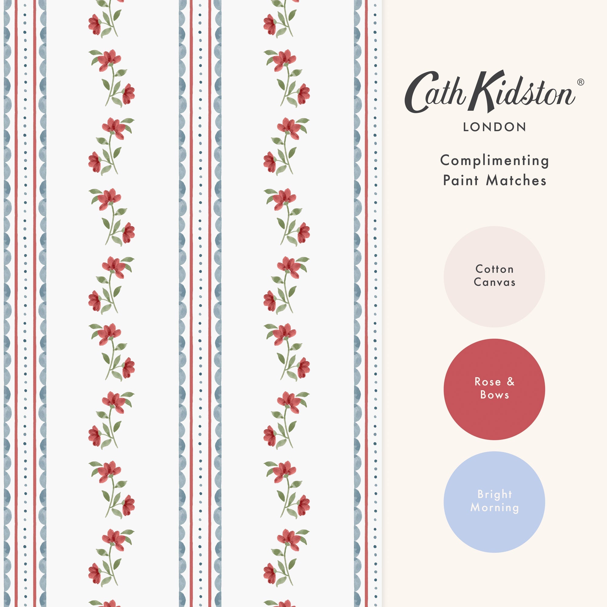 149122 Treasure Floral Red & Blue Cath Kidston AW26 Wallpaper by Cath Kidston