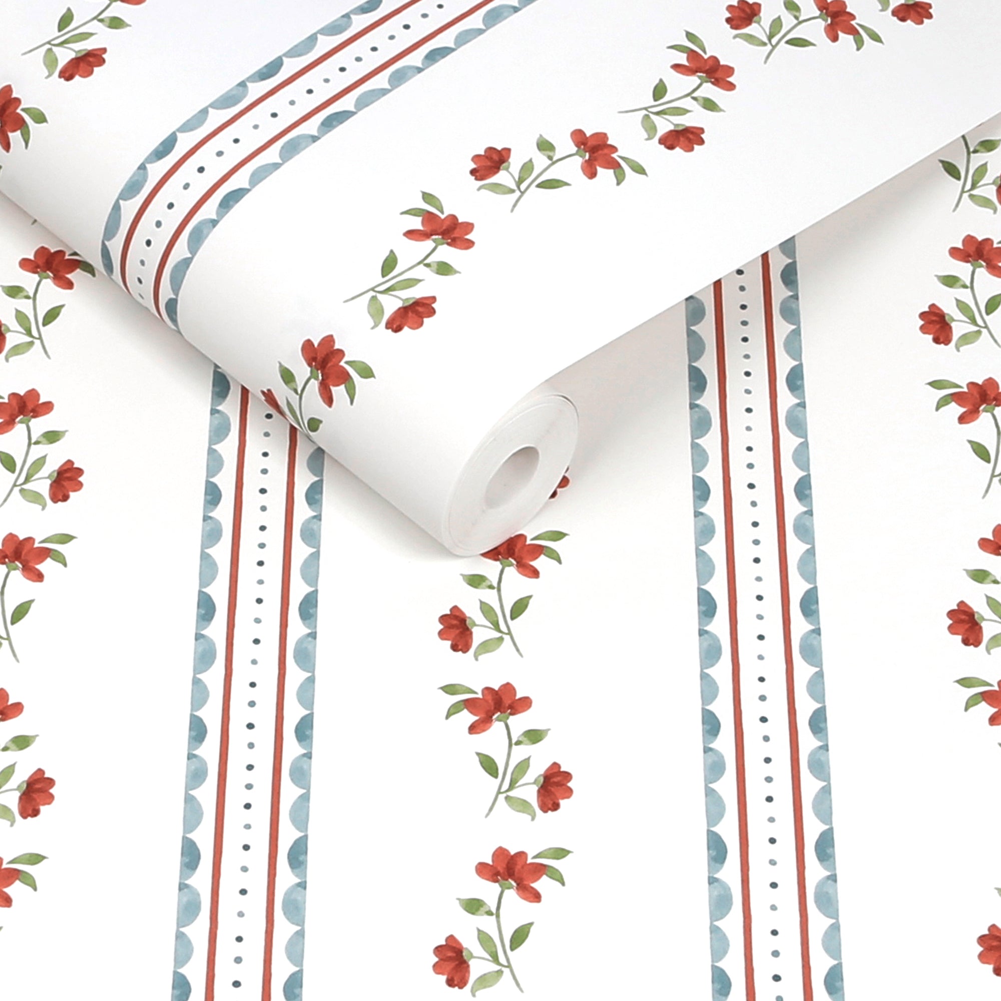 149122 Treasure Floral Red & Blue Cath Kidston AW26 Wallpaper by Cath Kidston