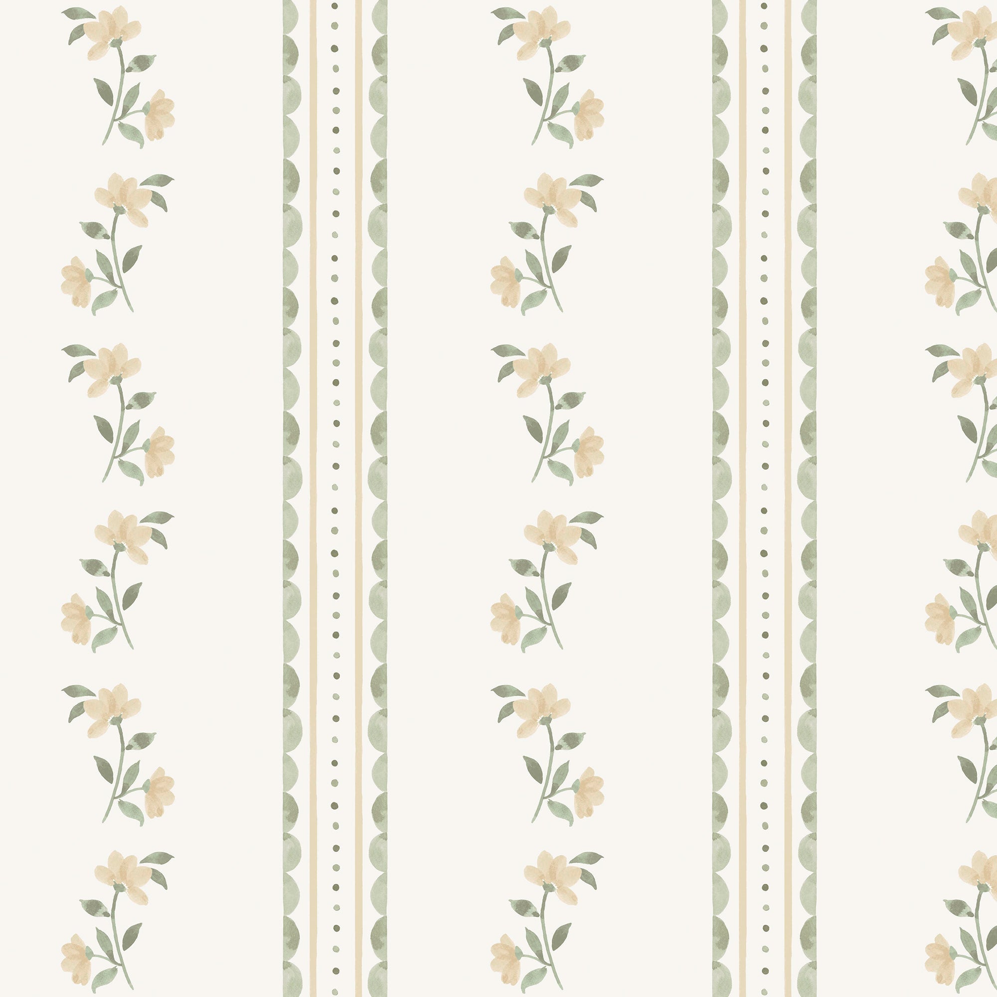 149124 Treasure Floral Lemon and Sage Cath Kidston AW26 Wallpaper by Cath Kidston
