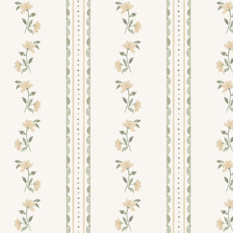 149124 Treasure Floral Lemon and Sage Cath Kidston AW26 Wallpaper by Cath Kidston