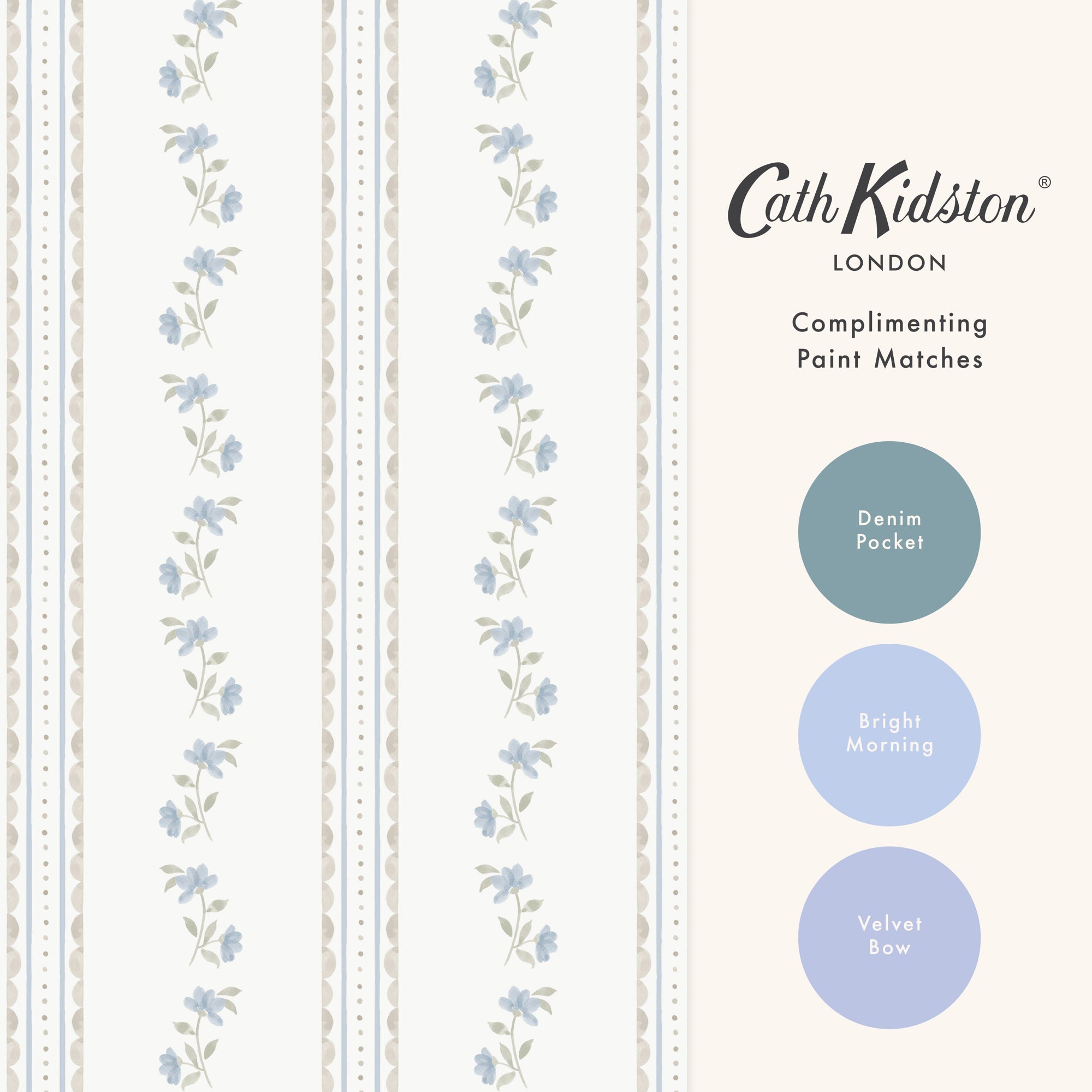 149125 Treasure Floral Powder Blue Cath Kidston AW26 Wallpaper by Cath Kidston