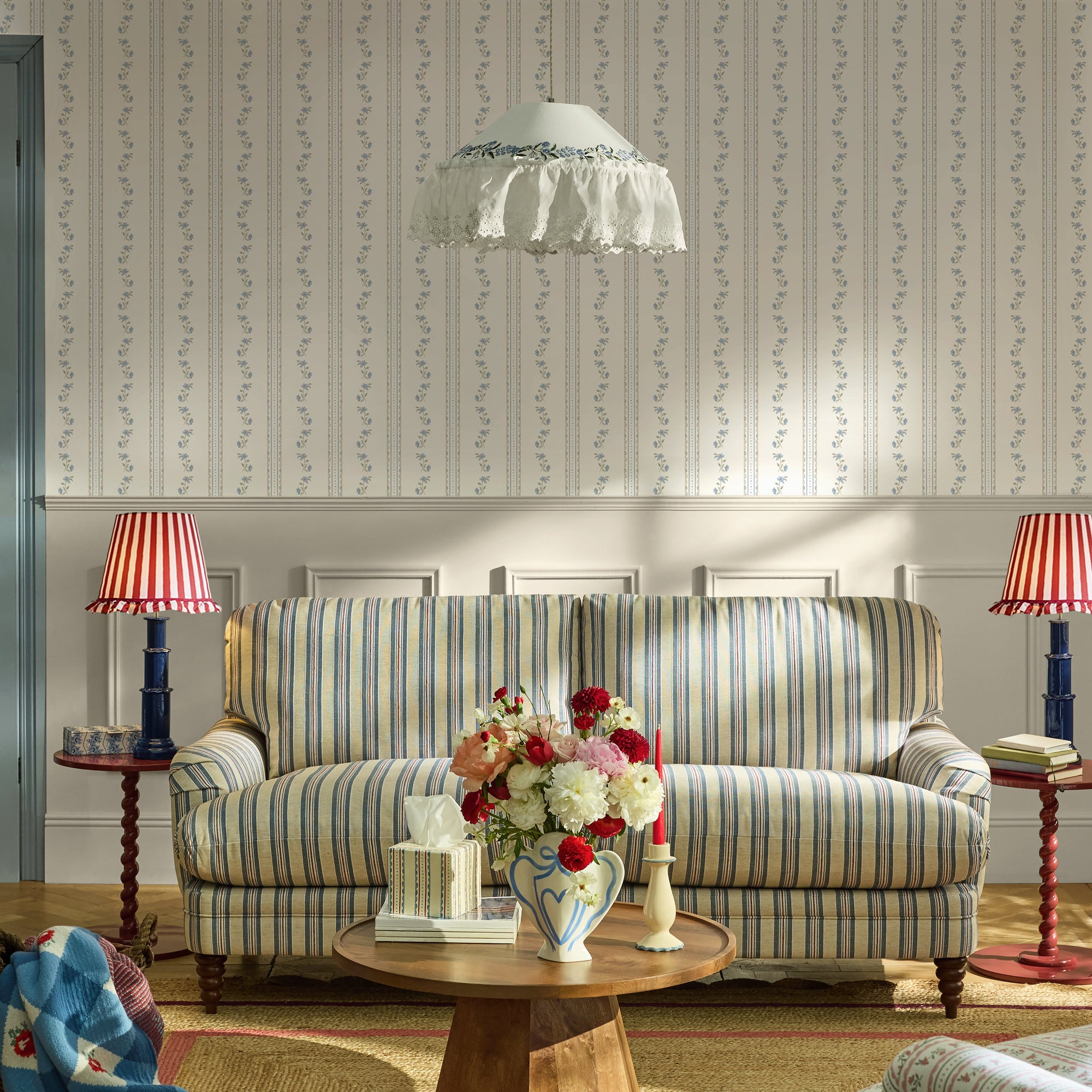 149125 Treasure Floral Powder Blue Cath Kidston AW26 Wallpaper by Cath Kidston