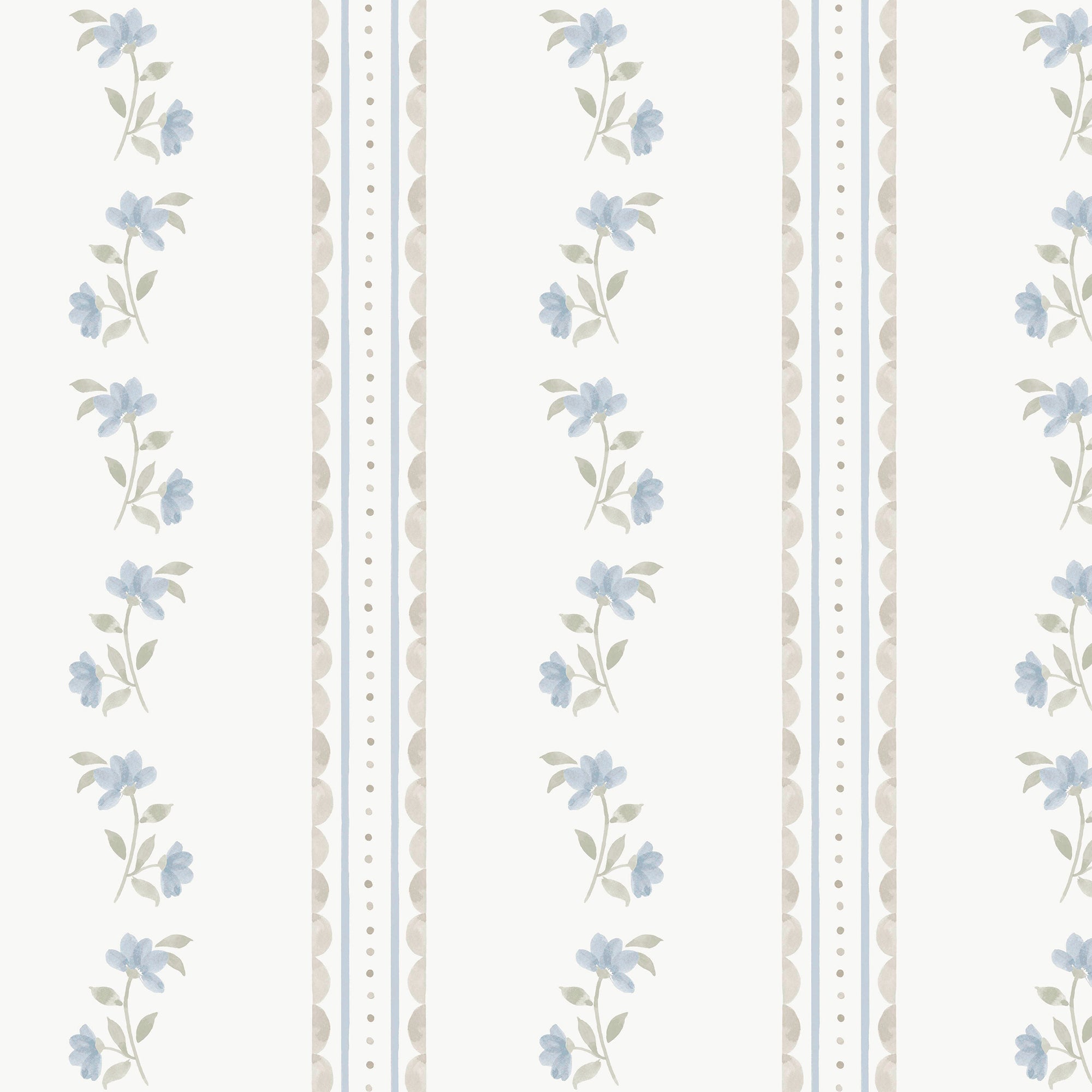 149125 Treasure Floral Powder Blue Cath Kidston AW26 Wallpaper by Cath Kidston