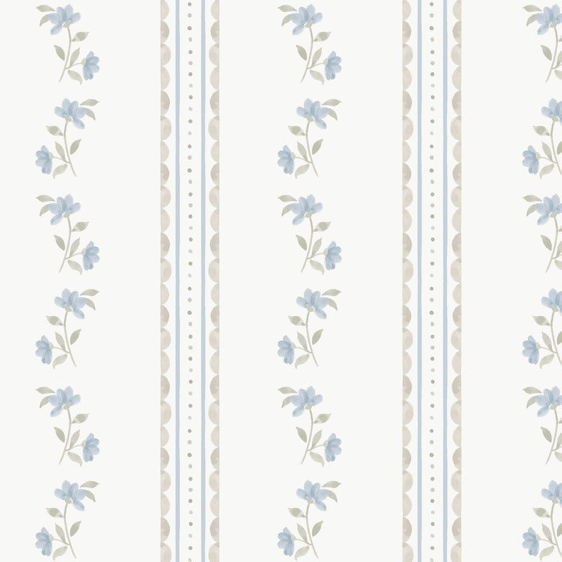 149125 Treasure Floral Powder Blue Cath Kidston AW26 Wallpaper by Cath Kidston