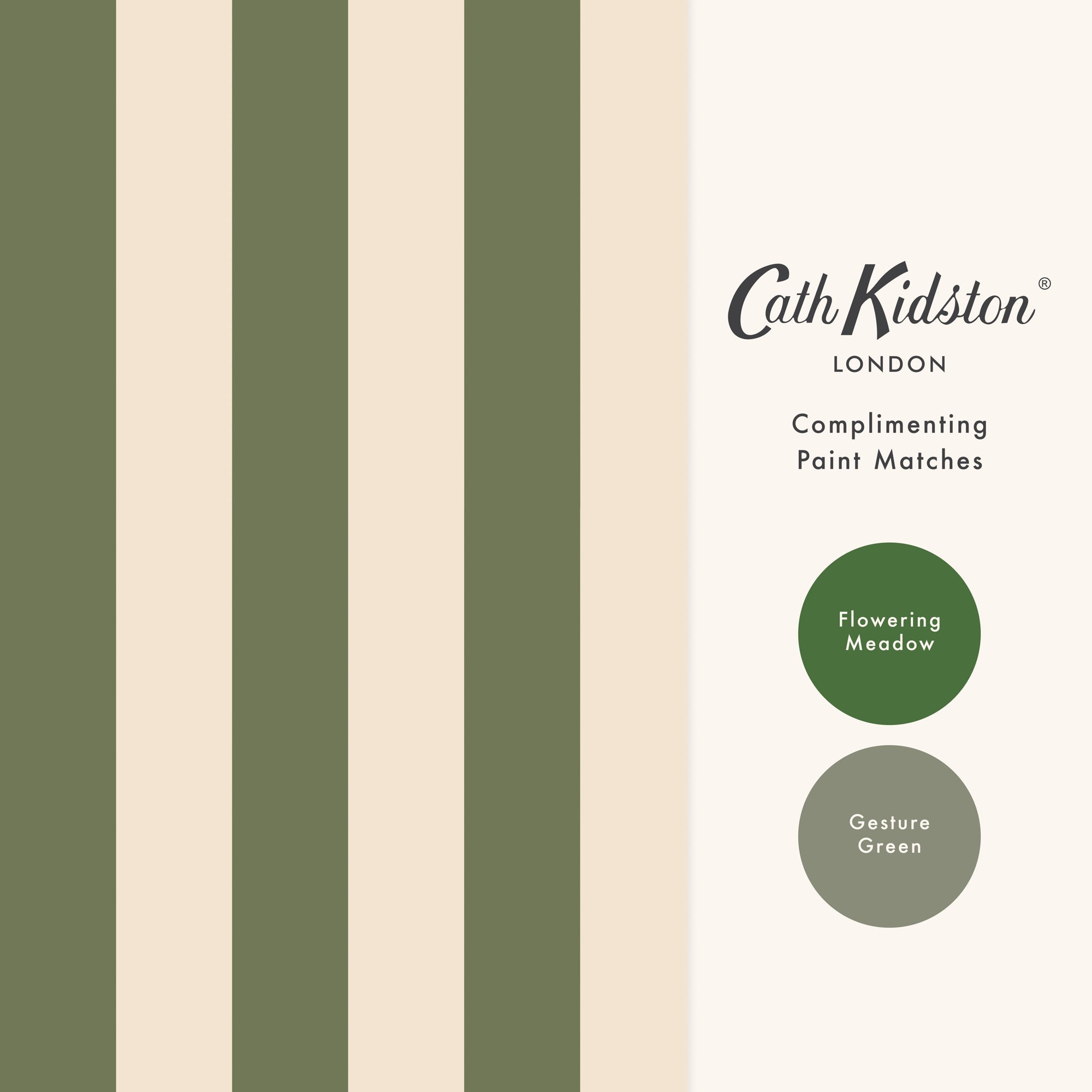149126 Canopy Stripe Vintage Green Cath Kidston AW26 Wallpaper by Cath Kidston