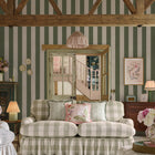 149126 Canopy Stripe Vintage Green Cath Kidston AW26 Wallpaper by Cath Kidston