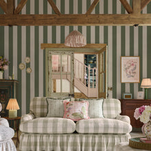 149126 Canopy Stripe Vintage Green Cath Kidston AW26 Wallpaper by Cath Kidston