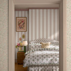 149127 Canopy Stripe Rose Pink and Cream Cath Kidston AW26 Wallpaper by Cath Kidston