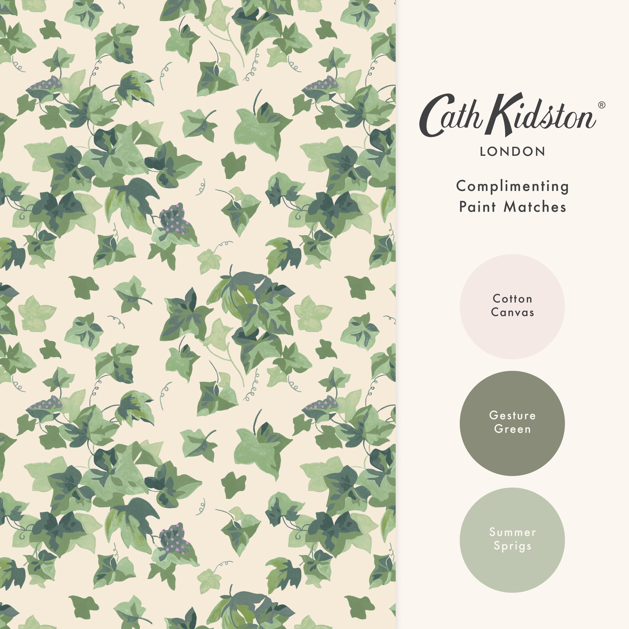 149128 Ivy Sky Green Cath Kidston AW26 Wallpaper by Cath Kidston