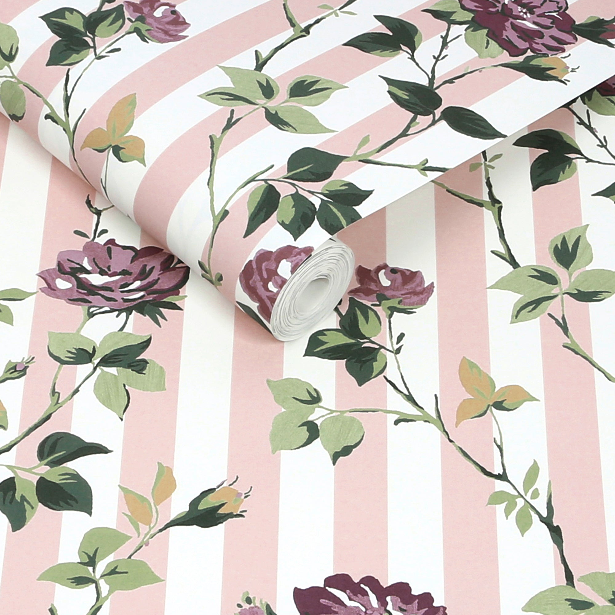 149130 Climbing Rose Pink and Mauve Cath Kidston AW26 Wallpaper by Cath Kidston