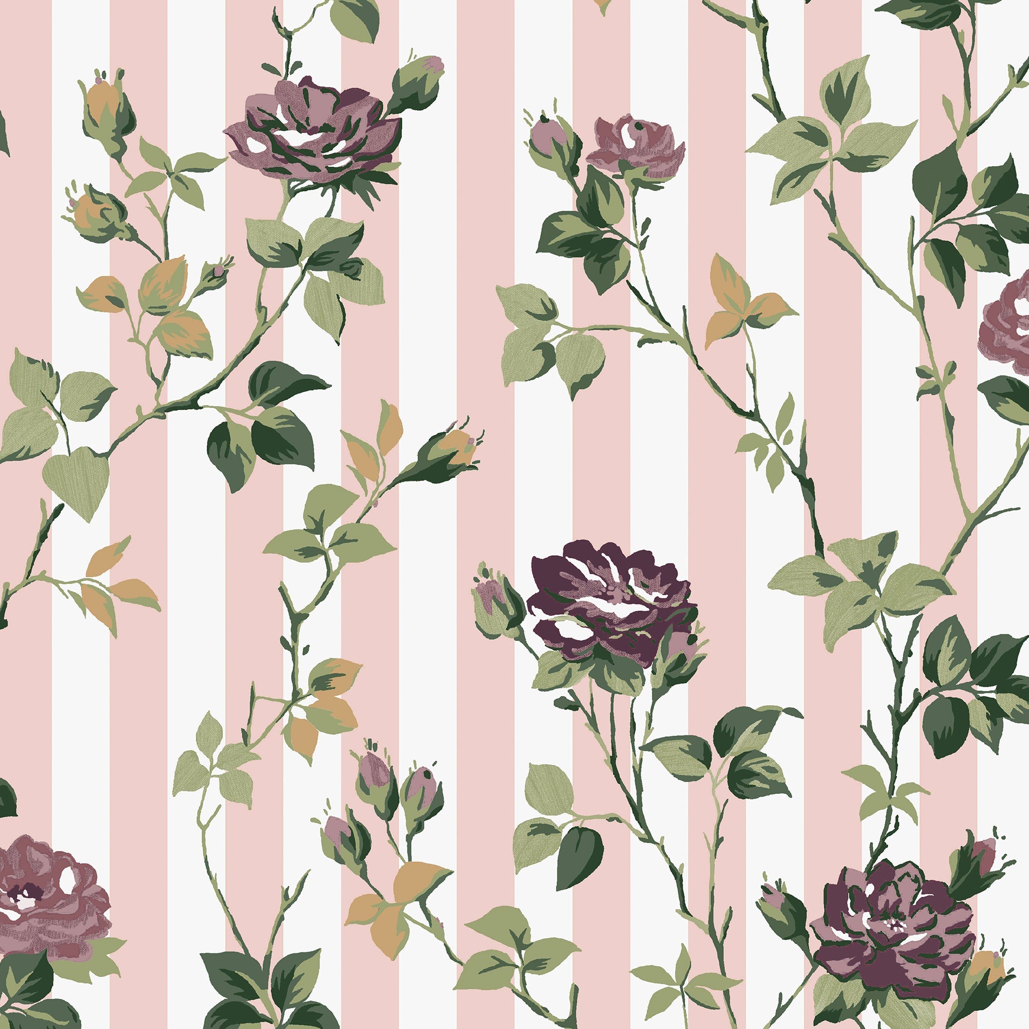 149130 Climbing Rose Pink and Mauve Cath Kidston AW26 Wallpaper by Cath Kidston