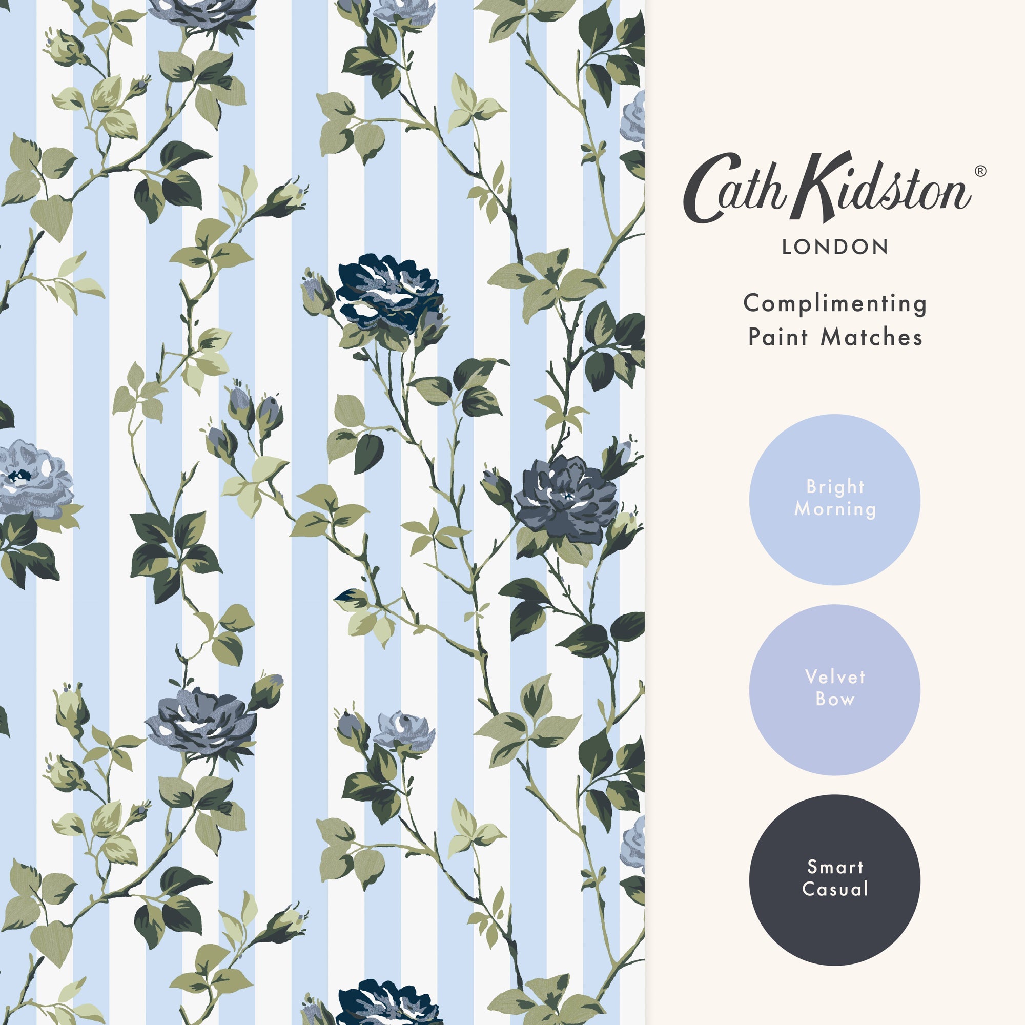 149131 Climbing Rose Blue Cath Kidston AW26 Wallpaper by Cath Kidston