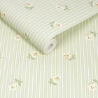 149132 Rose Spaced Stripe Sage Cath Kidston AW26 Wallpaper by Cath Kidston