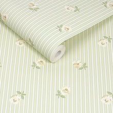 149132 Rose Spaced Stripe Sage Cath Kidston AW26 Wallpaper by Cath Kidston