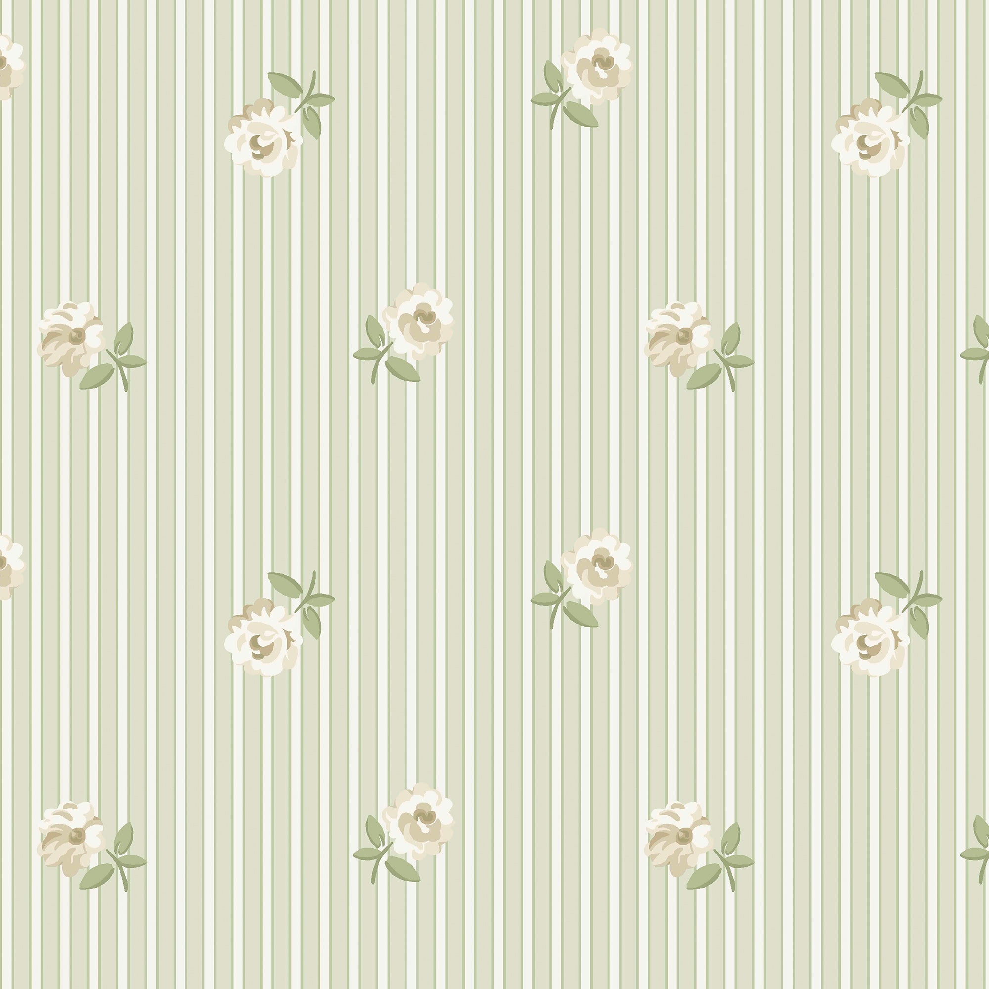149132 Rose Spaced Stripe Sage Cath Kidston AW26 Wallpaper by Cath Kidston