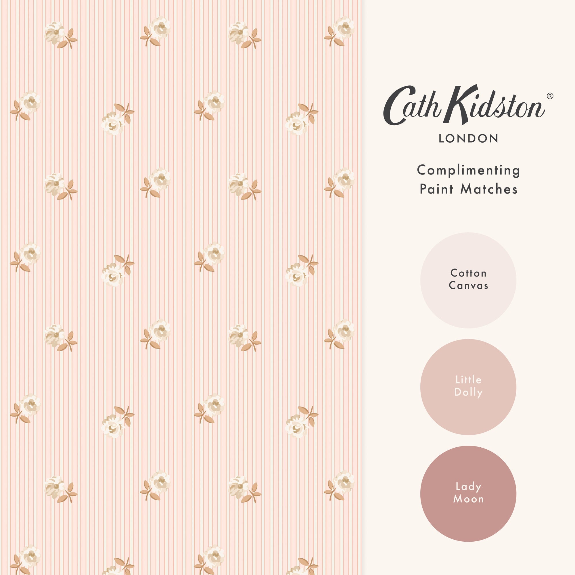 149133 Rose Spaced Stripe Pink Cath Kidston AW26 Wallpaper by Cath Kidston