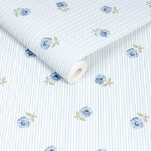 149134 Rose Spaced Stripe Blue Cath Kidston AW26 Wallpaper by Cath Kidston