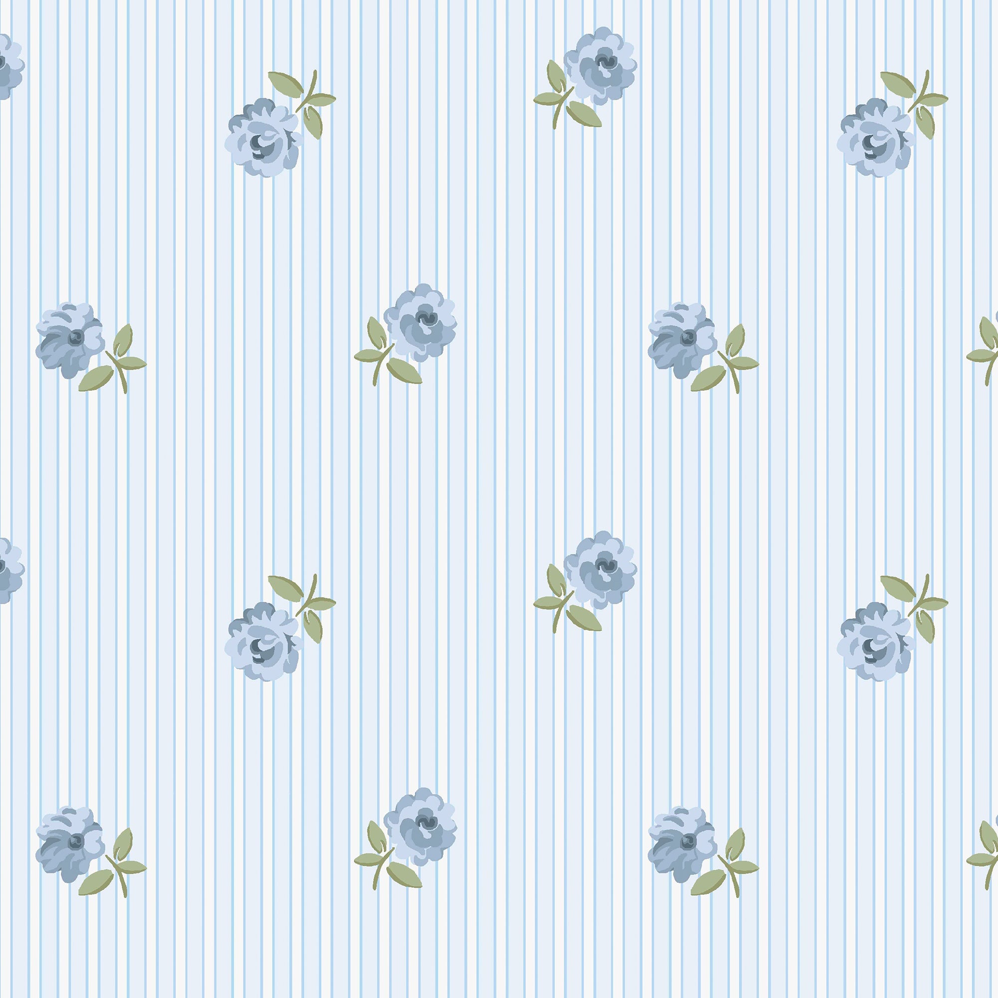 149134 Rose Spaced Stripe Blue Cath Kidston AW26 Wallpaper by Cath Kidston