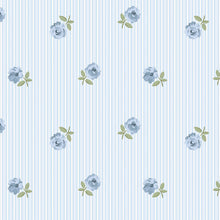 149134 Rose Spaced Stripe Blue Cath Kidston AW26 Wallpaper by Cath Kidston