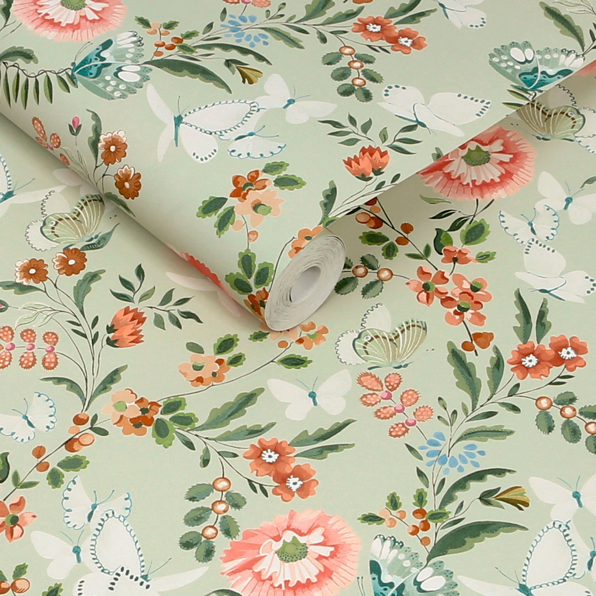 149135 Butterfly Dance Sage Cath Kidston AW26 Wallpaper by Cath Kidston