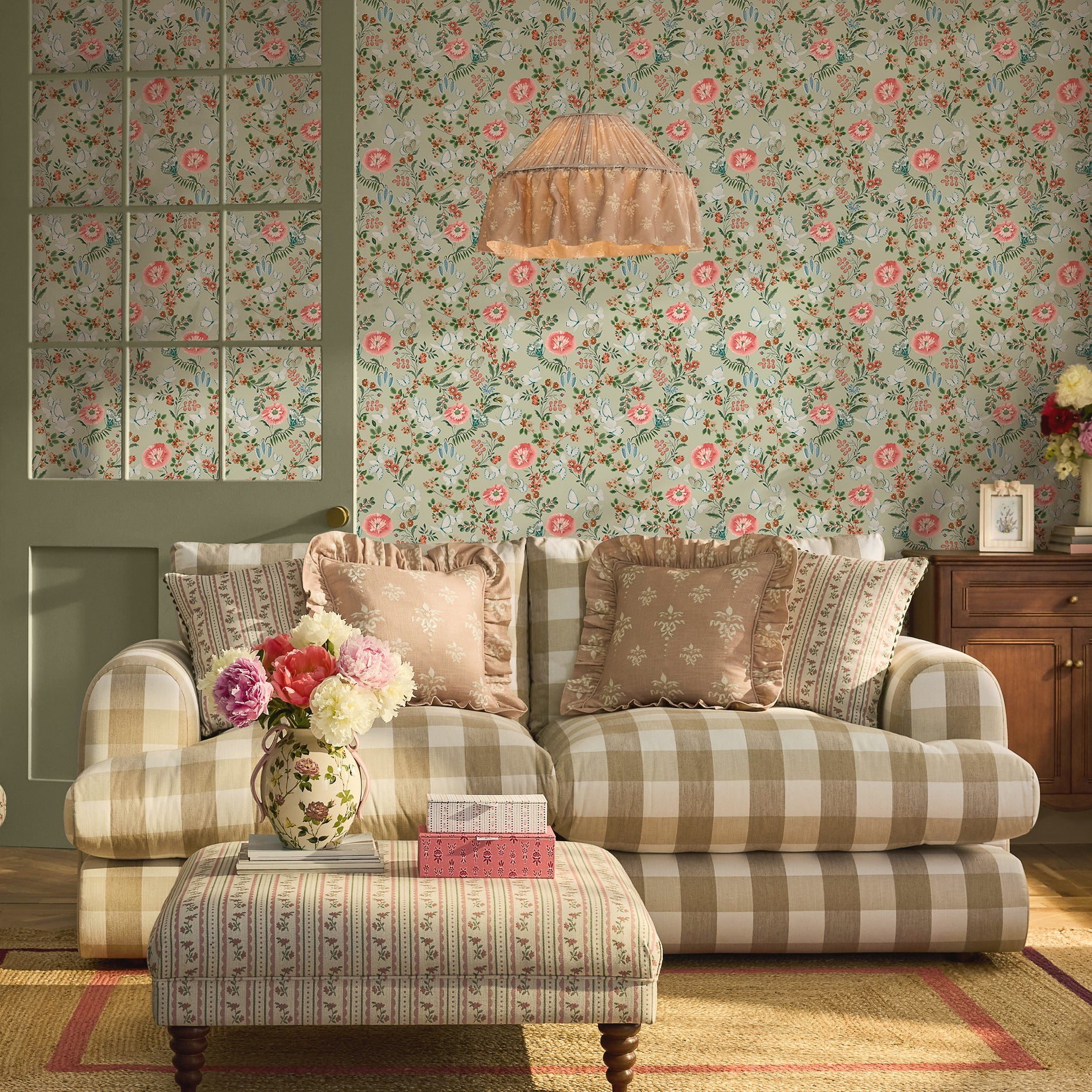 149135 Butterfly Dance Sage Cath Kidston AW26 Wallpaper by Cath Kidston