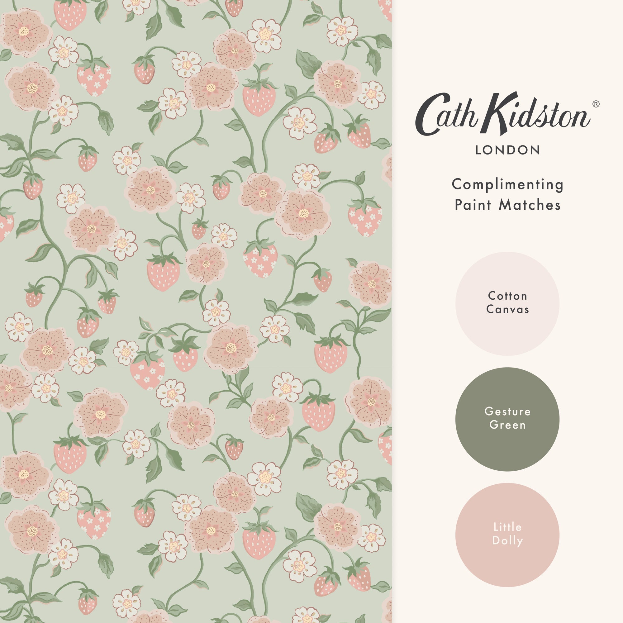 149138 Strawberry Sage Cath Kidston AW26 Wallpaper by Cath Kidston