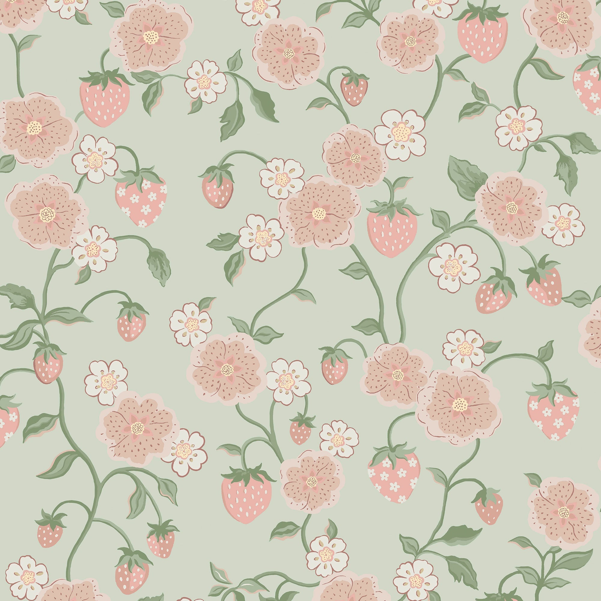 149138 Strawberry Sage Cath Kidston AW26 Wallpaper by Cath Kidston