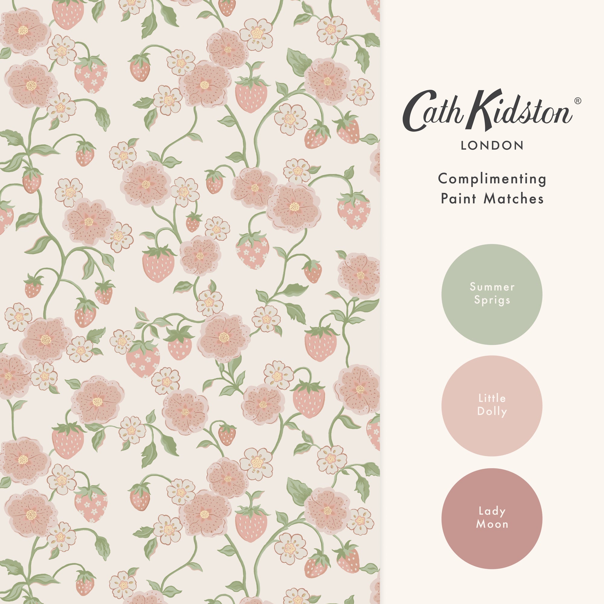 149139 Strawberry Pink Cath Kidston AW26 Wallpaper by Cath Kidston