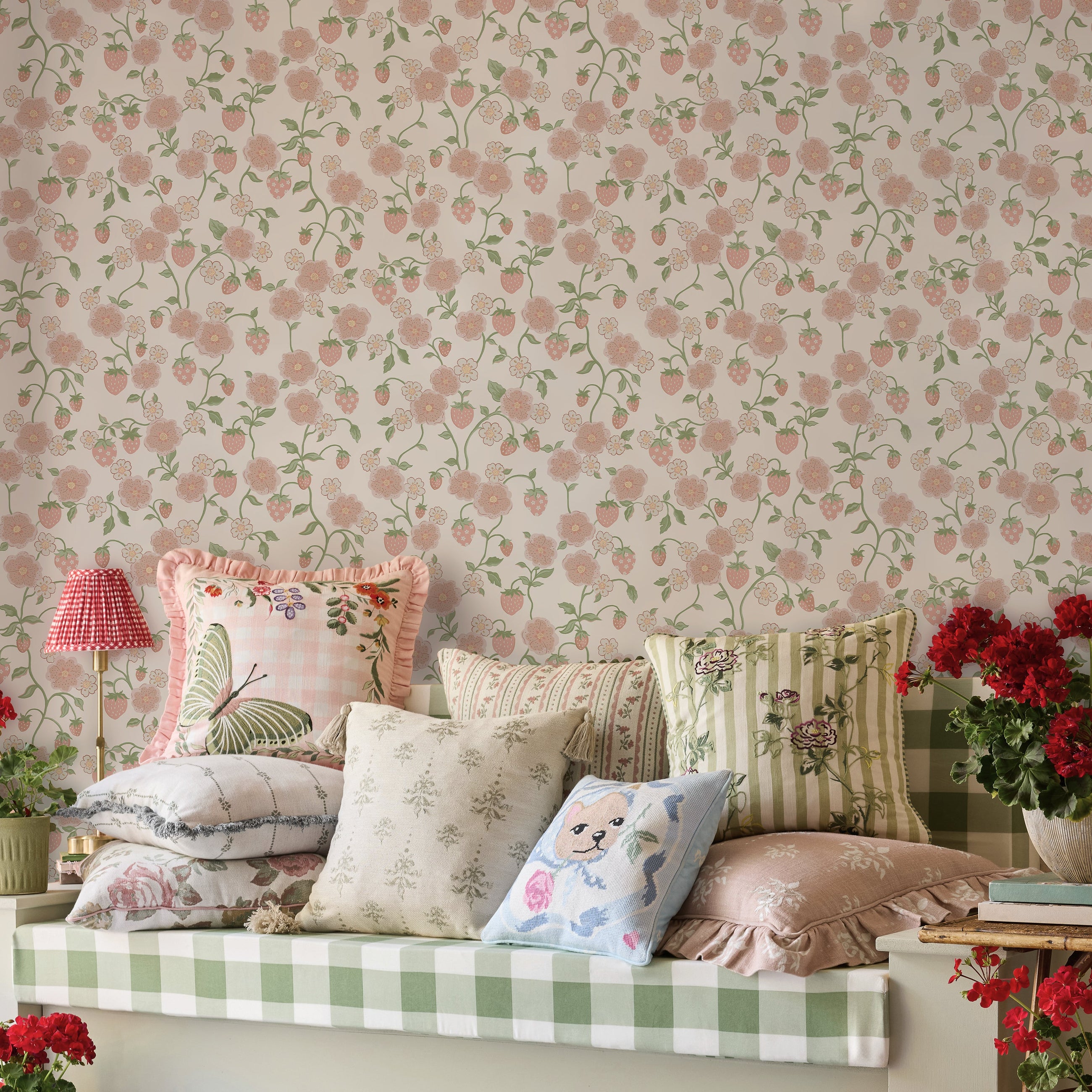 149139 Strawberry Pink Cath Kidston AW26 Wallpaper by Cath Kidston