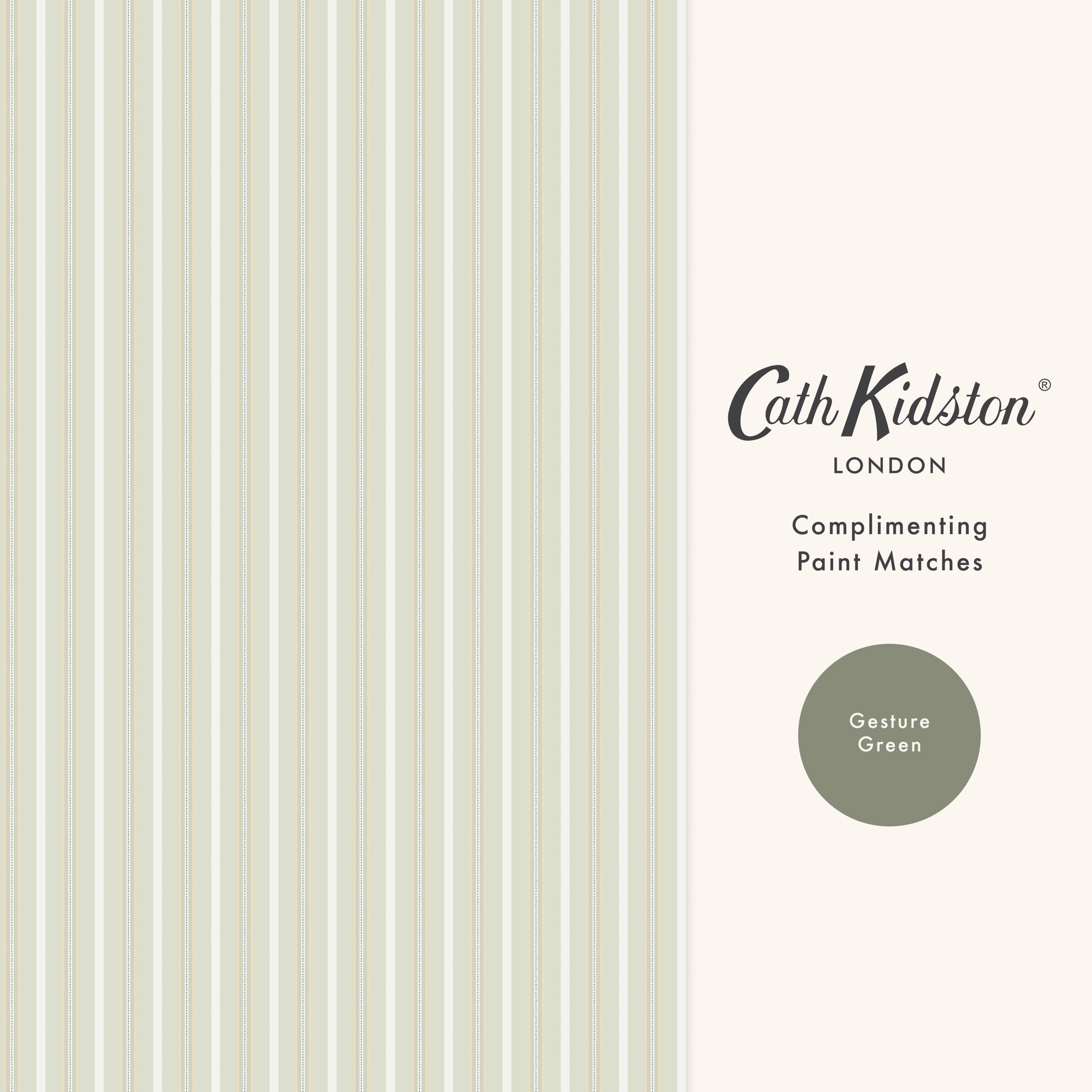 149140 Stitched Stripe Sage Cath Kidston AW26 Wallpaper by Cath Kidston