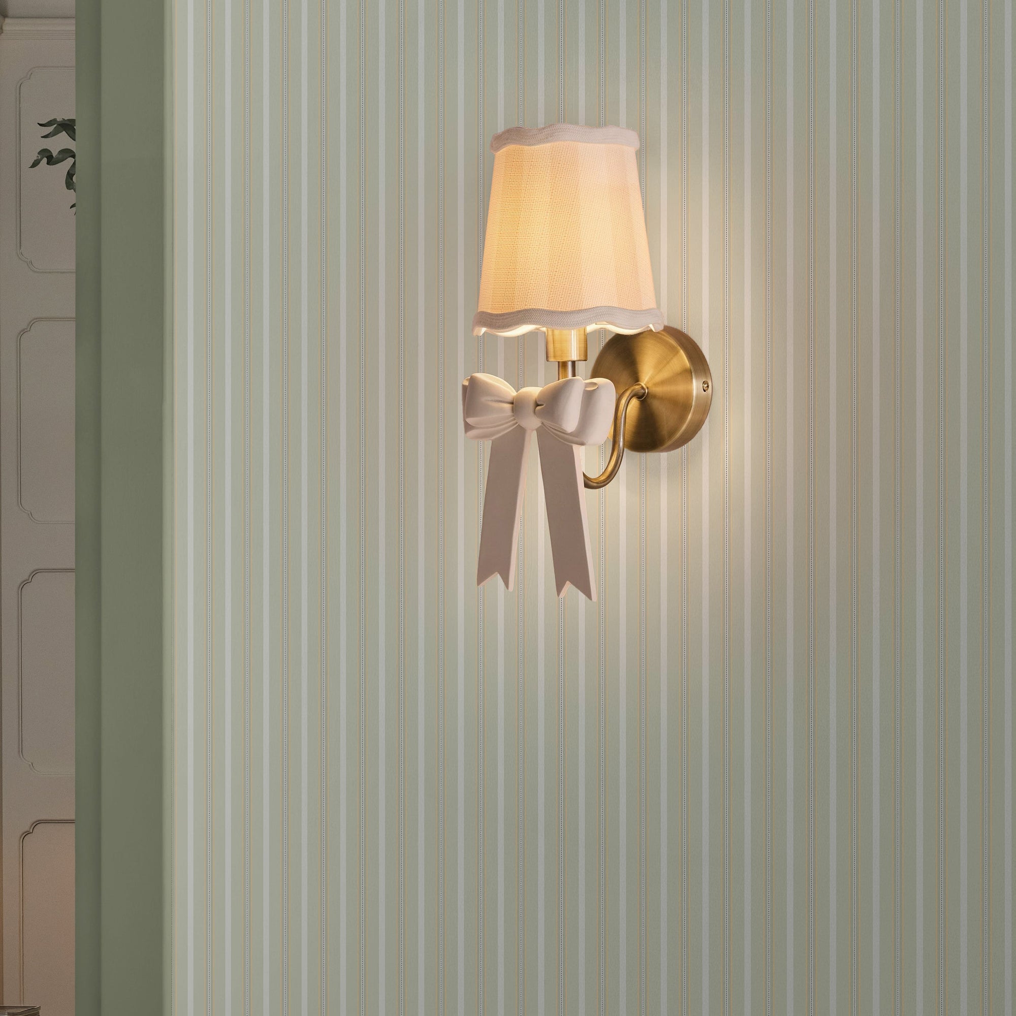 149140 Stitched Stripe Sage Cath Kidston AW26 Wallpaper by Cath Kidston