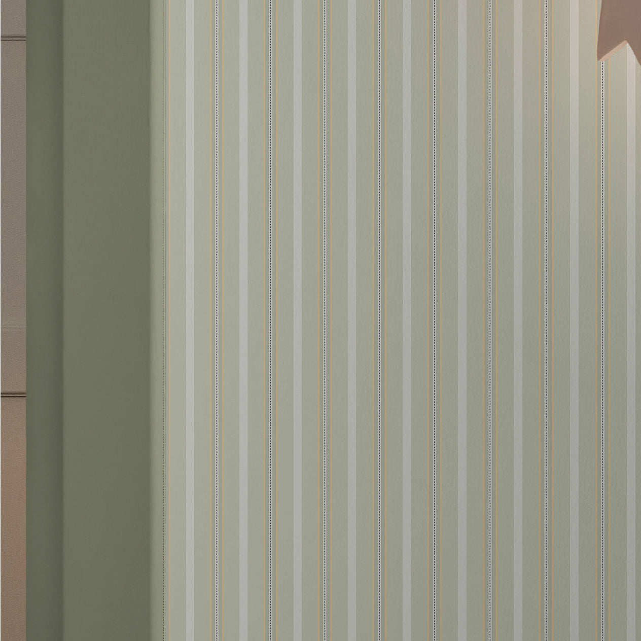 149140 Stitched Stripe Sage Cath Kidston AW26 Wallpaper by Cath Kidston