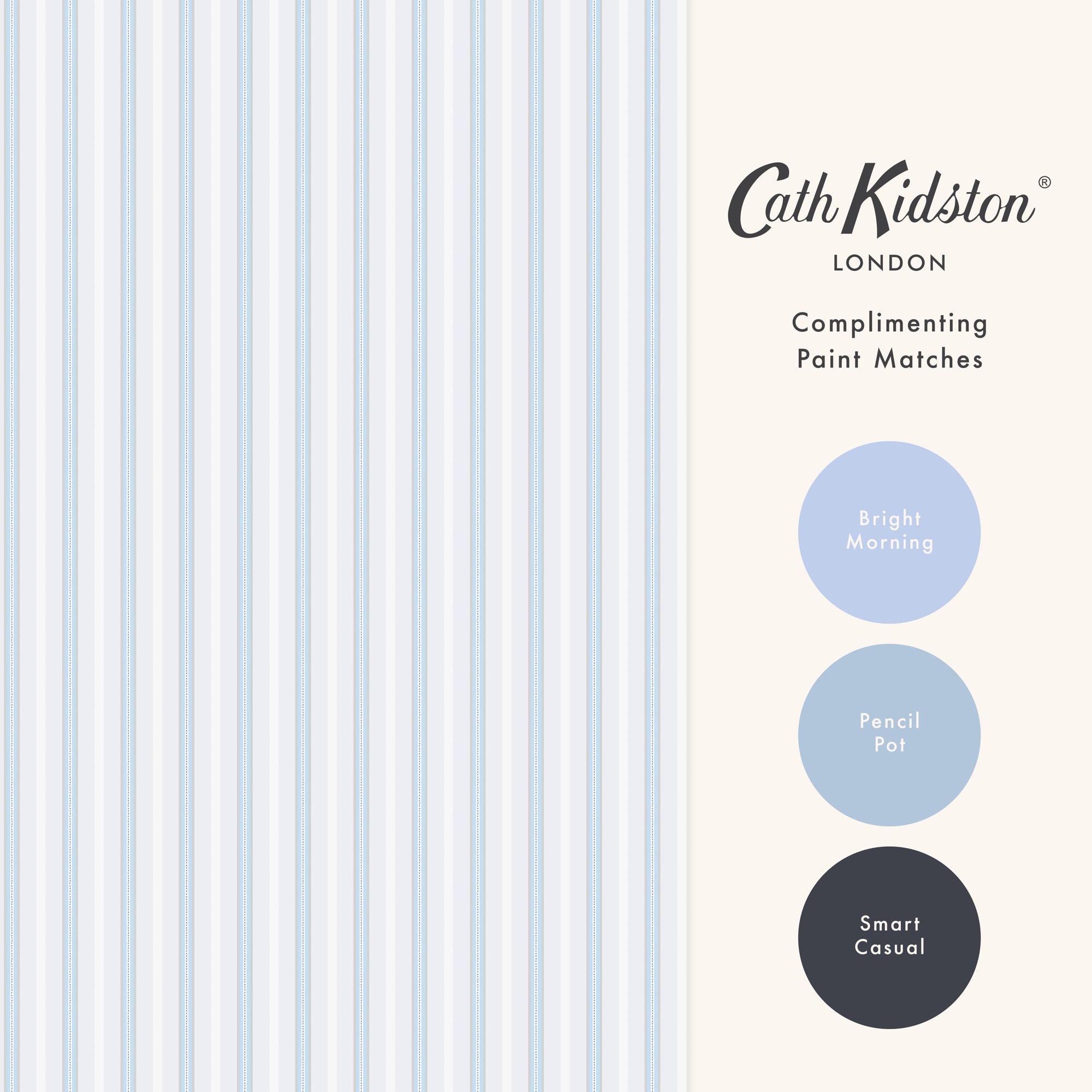 149142 Stitched Stripe Blue Cath Kidston AW26 Wallpaper by Cath Kidston