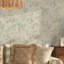 149143 Birds and Roses Sage Cath Kidston AW26 Wallpaper by Cath Kidston