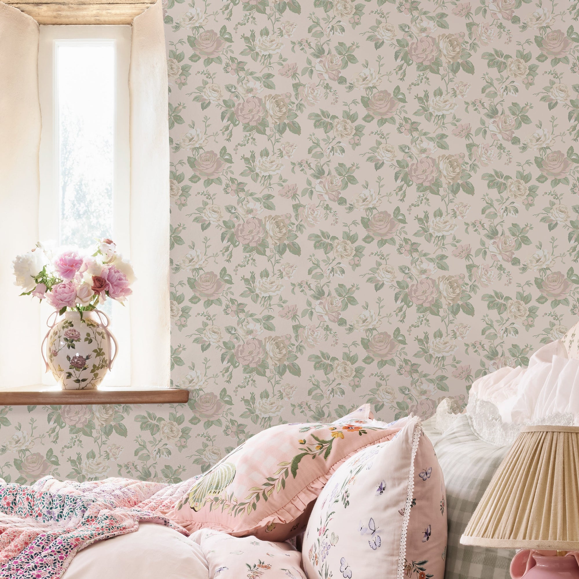149145 Garden Rose Pink Cath Kidston AW26 Wallpaper by Cath Kidston
