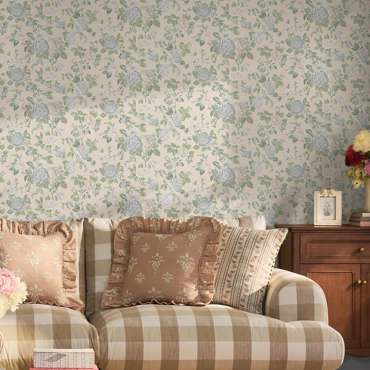 149146 Garden Rose Blue Cath Kidston AW26 Wallpaper by Cath Kidston