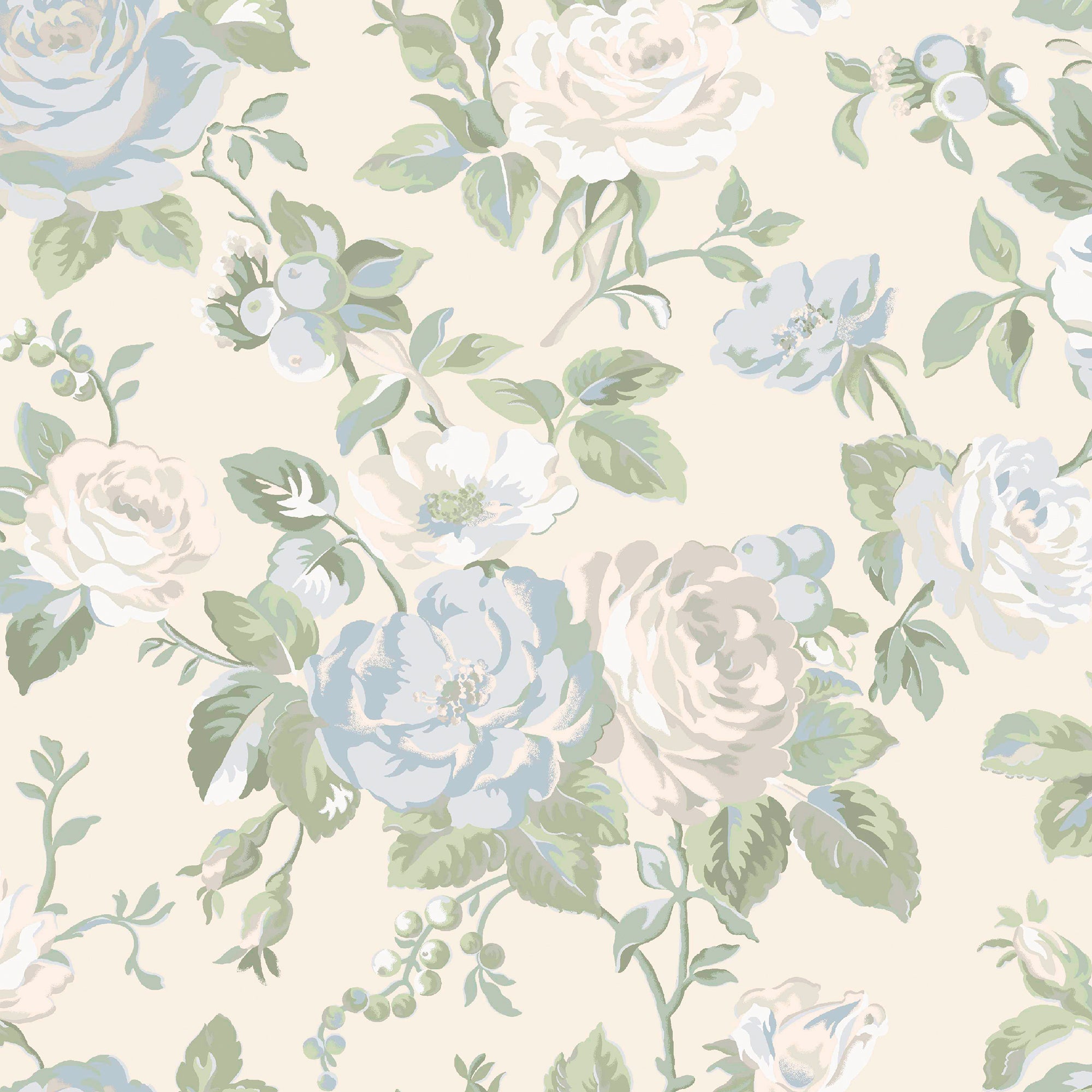 149146 Garden Rose Blue Cath Kidston AW26 Wallpaper by Cath Kidston