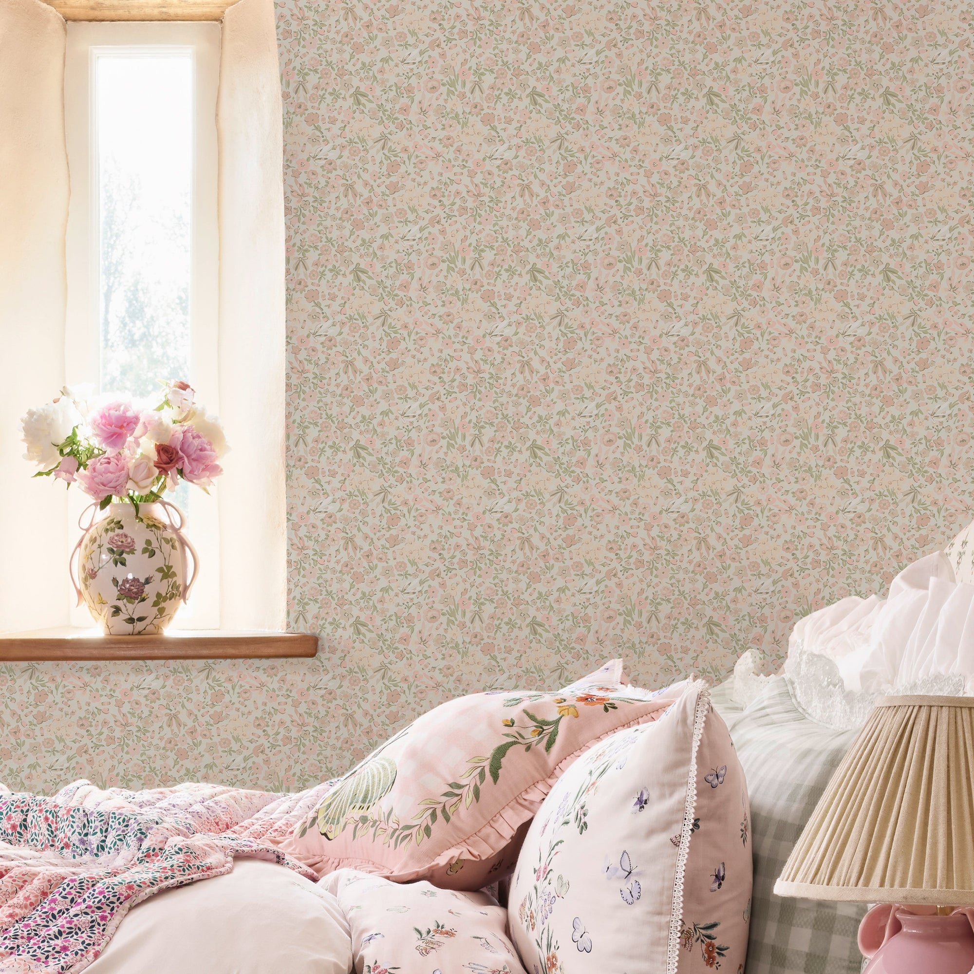149147 Harmony Ditsy Rose Pink Cath Kidston AW26 Wallpaper by Cath Kidston