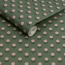 149513 Wood Block Floral Pink & Green Joules AW26 Wallpaper by Joules