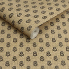 149516 Wood Block Floral Grasscloth & Brown Joules AW26 Wallpaper by Joules