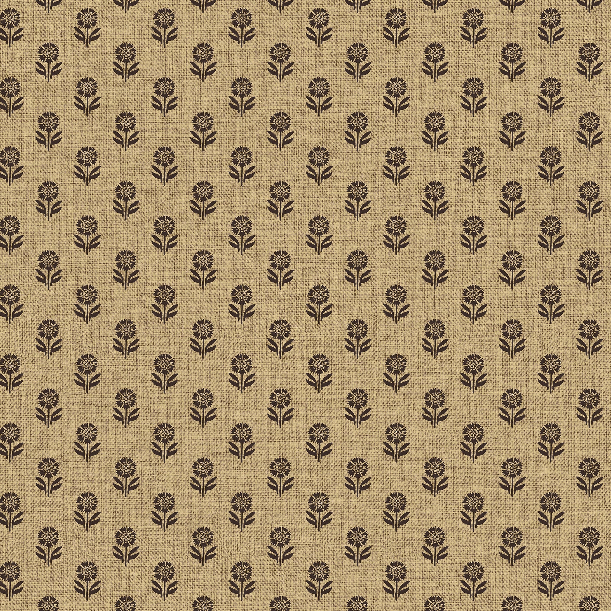 149516 Wood Block Floral Grasscloth & Brown Joules AW26 Wallpaper by Joules