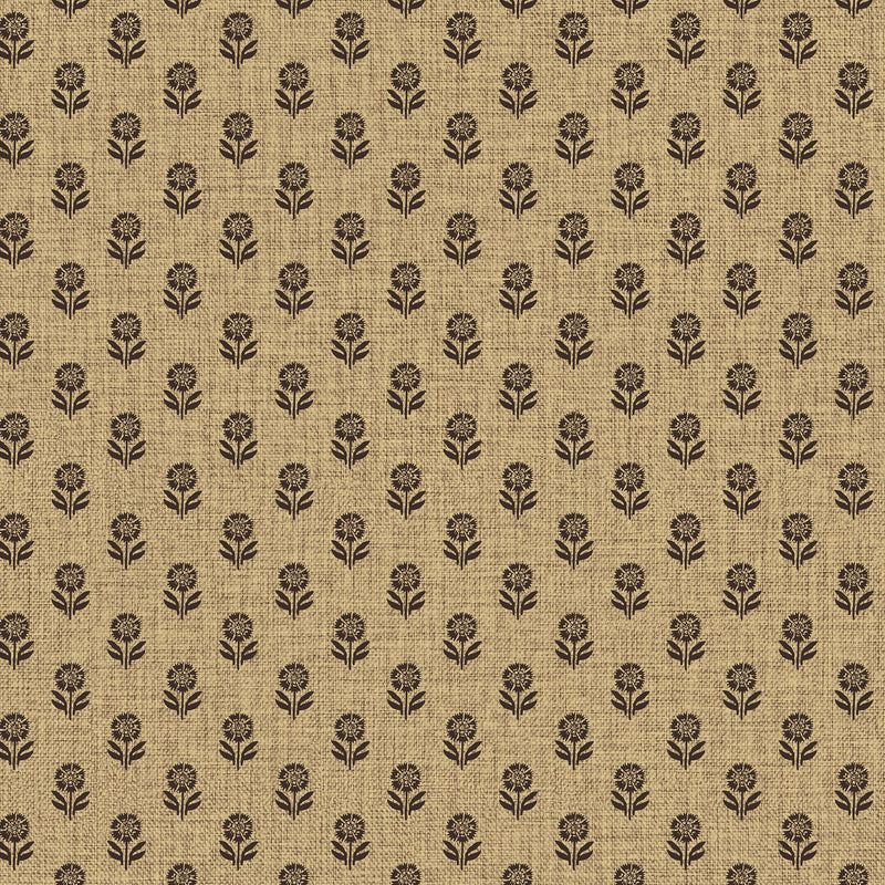 149516 Wood Block Floral Grasscloth & Brown Joules AW26 Wallpaper by Joules