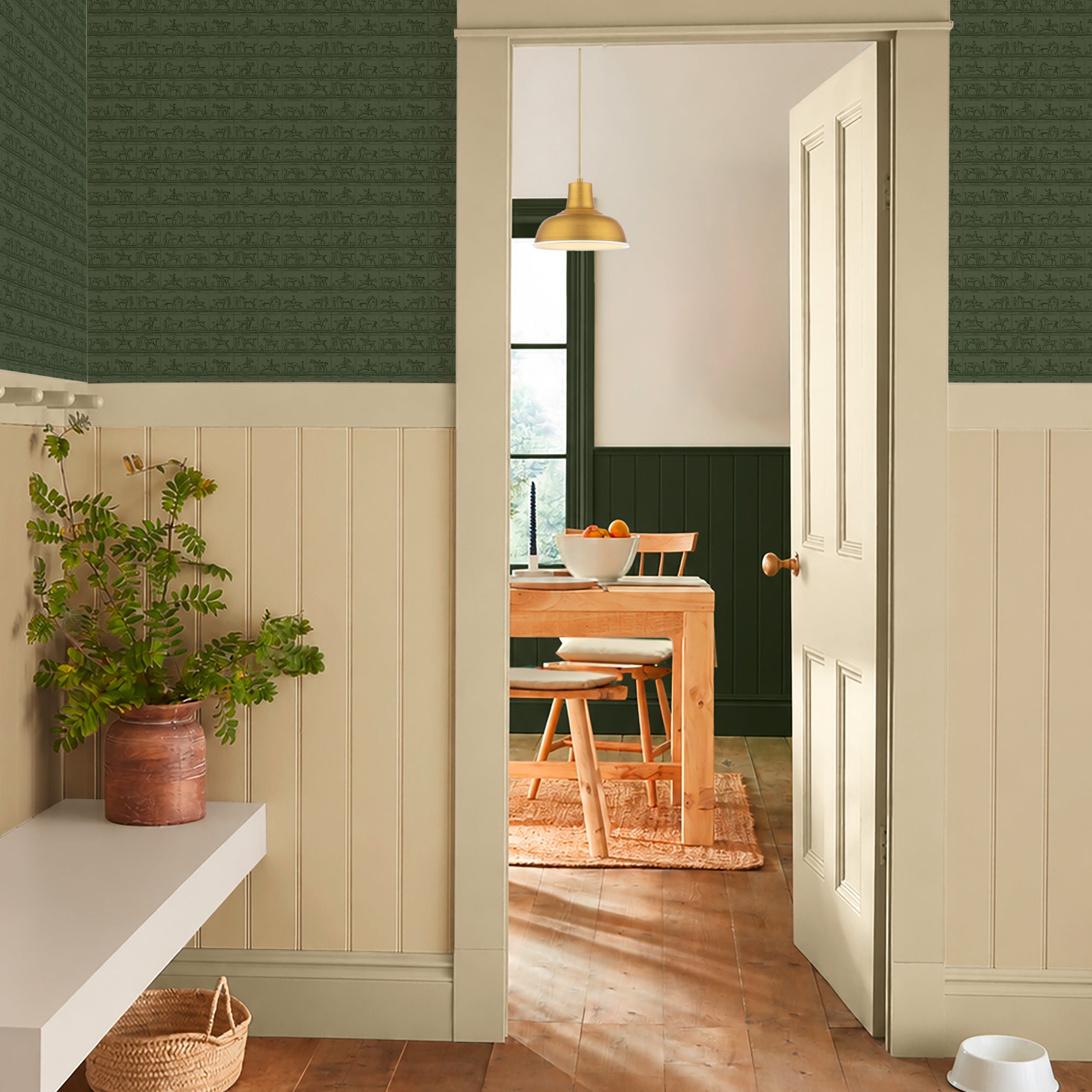 149519 Horse Grid Green Joules AW26 Wallpaper by Joules