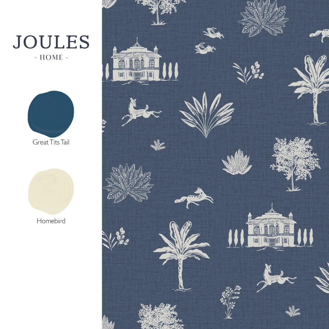 149522 Country House Icons Blue Joules AW26 Wallpaper by Joules