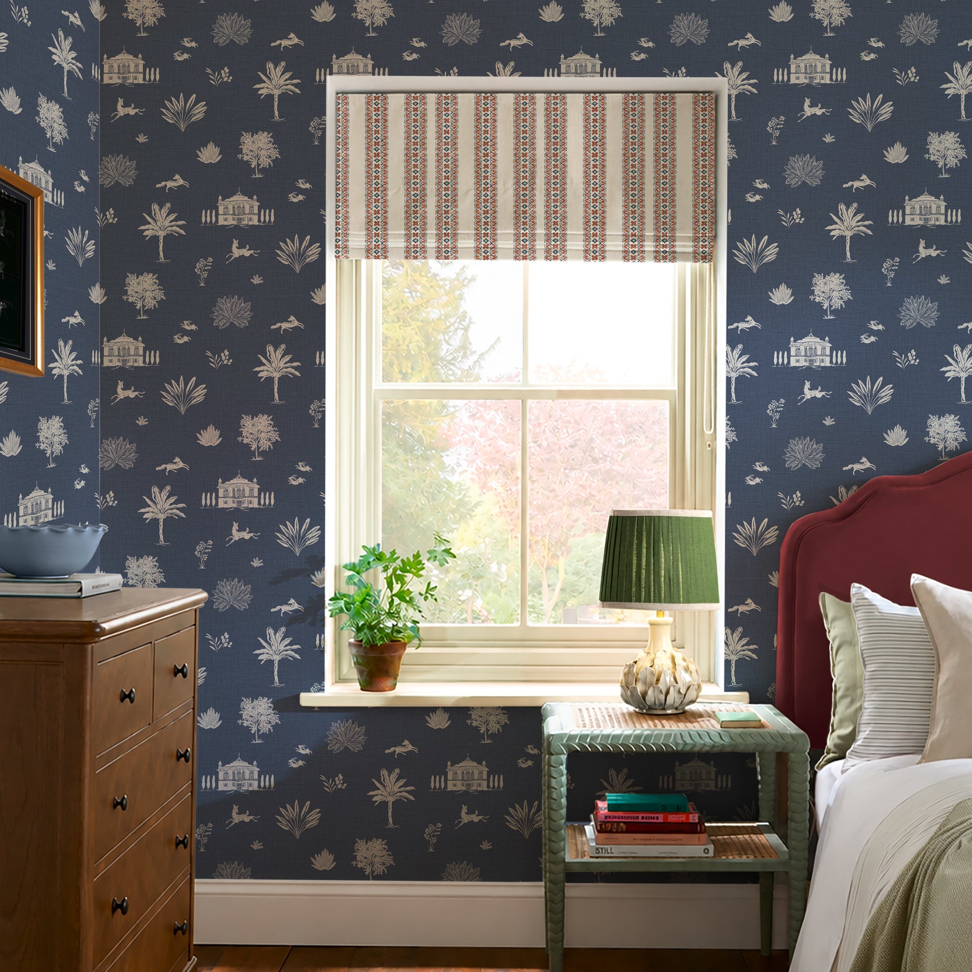 149522 Country House Icons Blue Joules AW26 Wallpaper by Joules