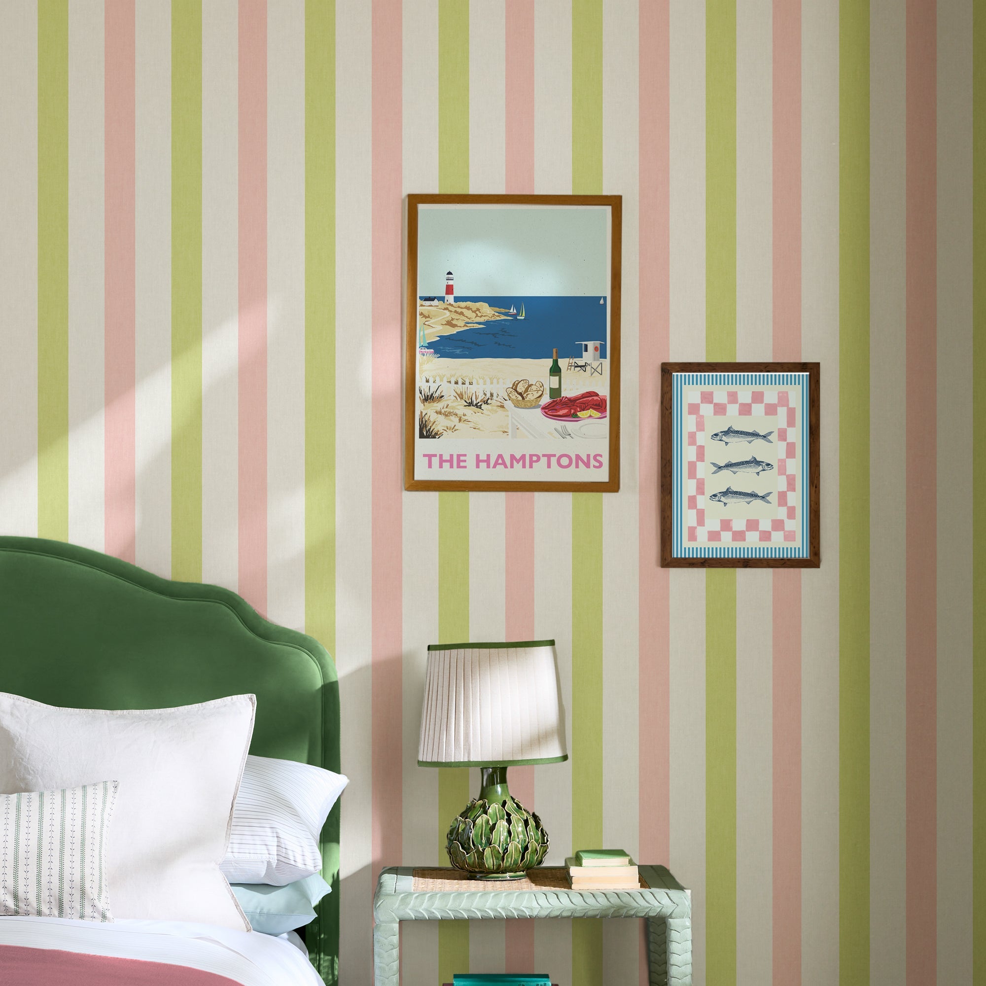 149528 Multi Stripe Pink Chartreuse Joules AW26 Wallpaper by Joules