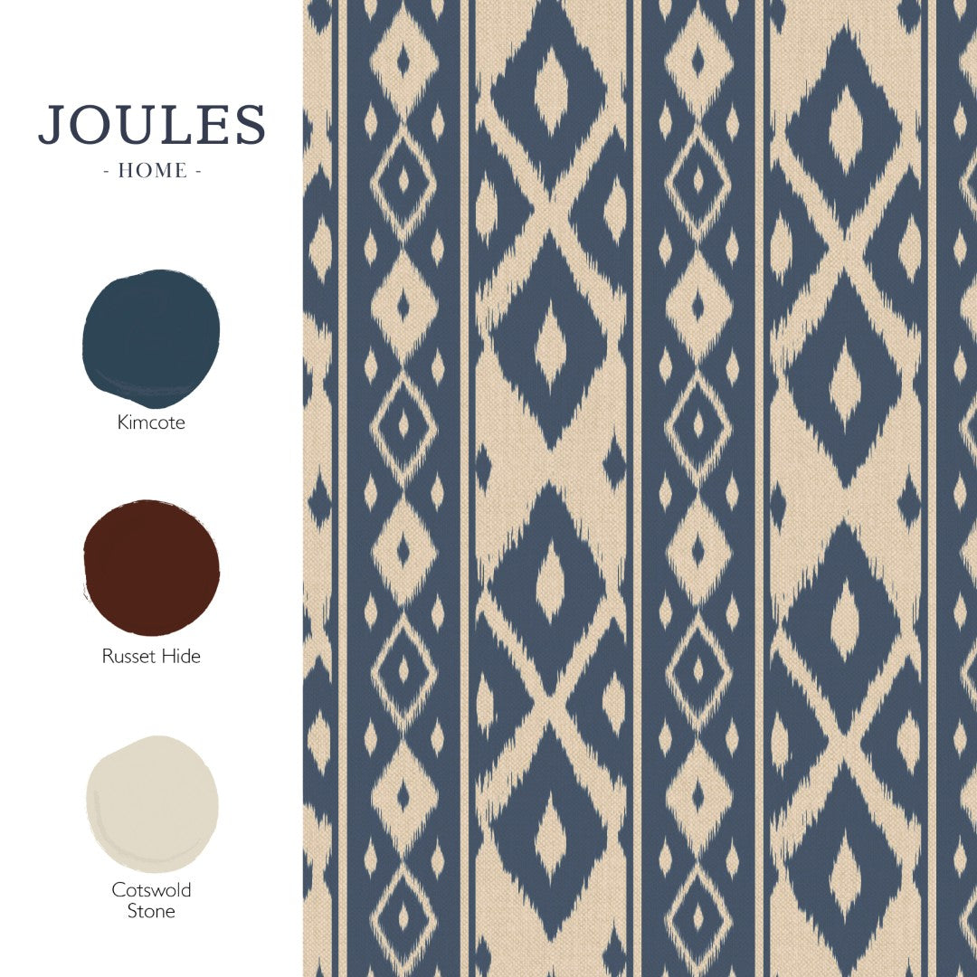 149534 Ikat Stripe Blue Joules AW26 Wallpaper by Joules