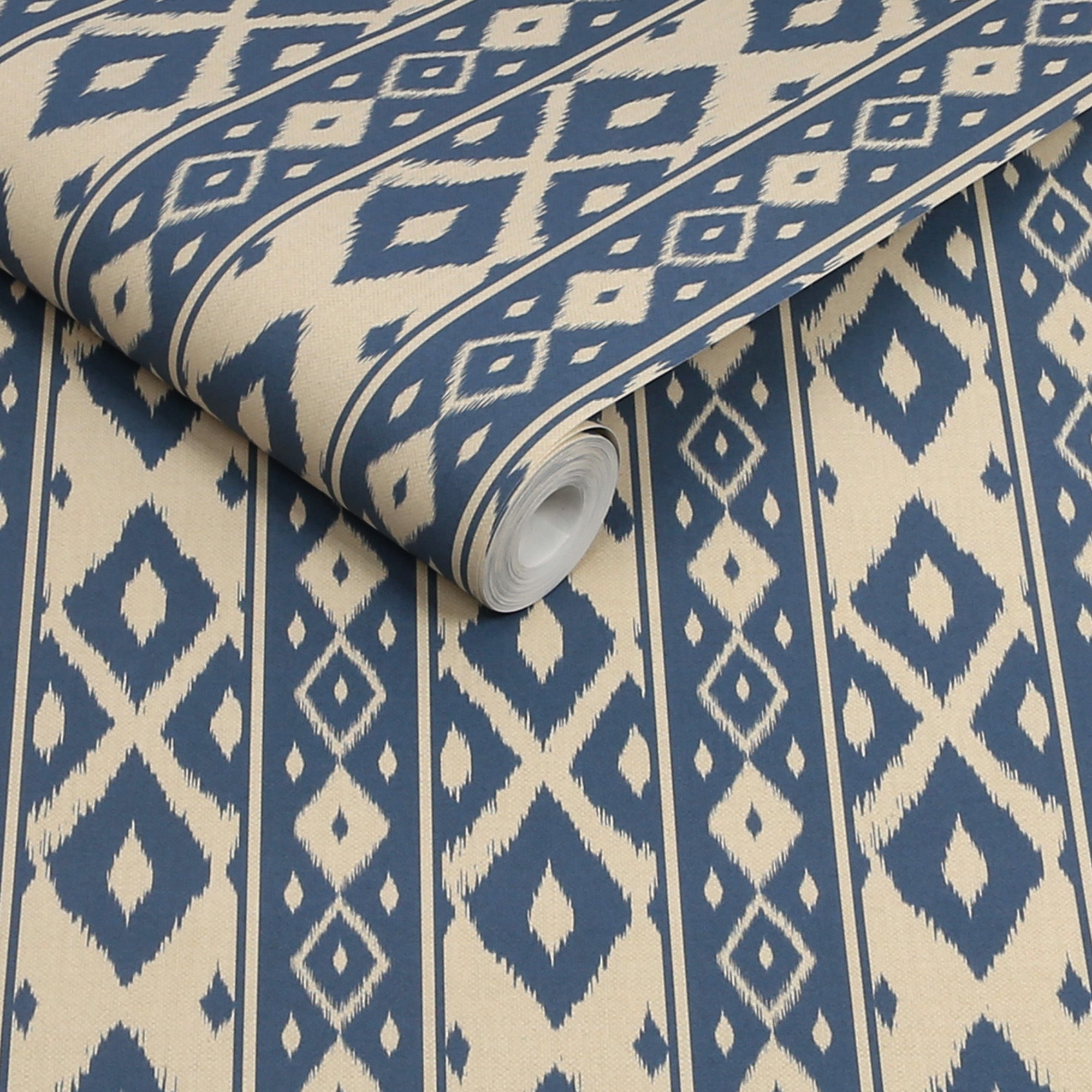149534 Ikat Stripe Blue Joules AW26 Wallpaper by Joules