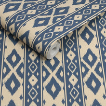 149534 Ikat Stripe Blue Joules AW26 Wallpaper by Joules
